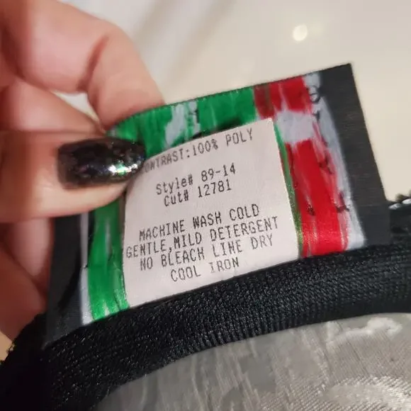 Vtg Lip Service Mesh Panel Fit & Flare Colorblock Dress Sz L Red Black Goth Rare - Picture 9 of 10